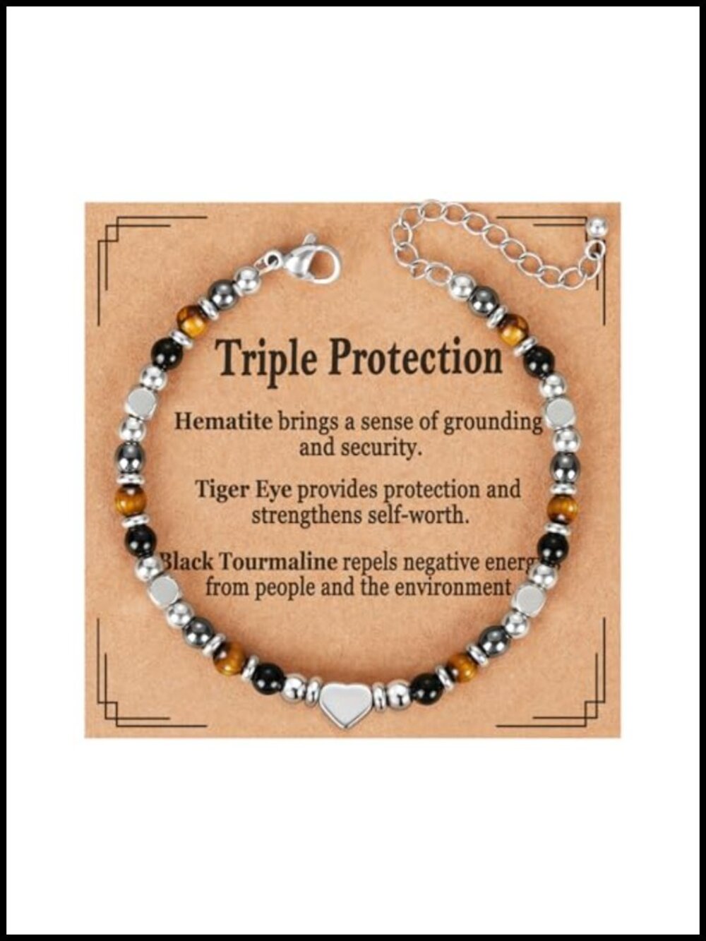 Natural Stone Triple Protection Healing Crystal Bracelet Women - Spiritual